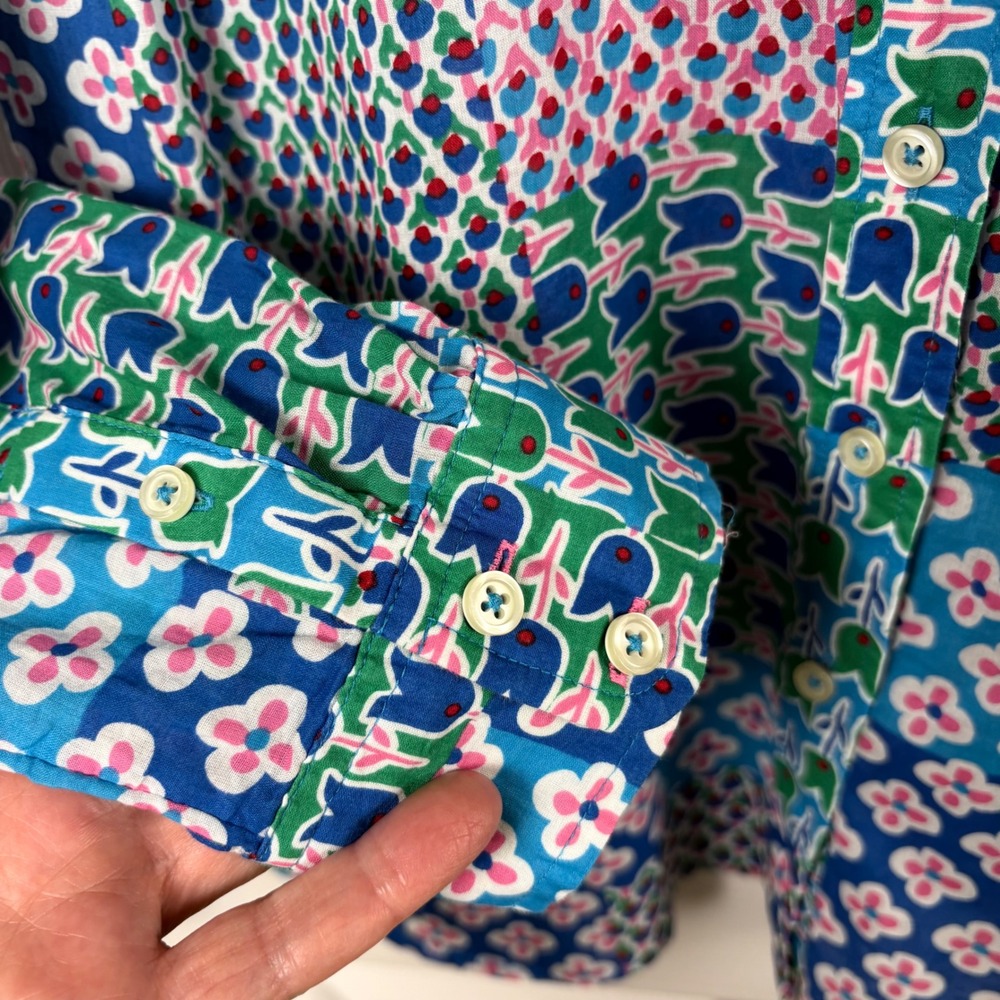 Talbots Petites Patchwork Button-Up Shirt Women's… - image 6